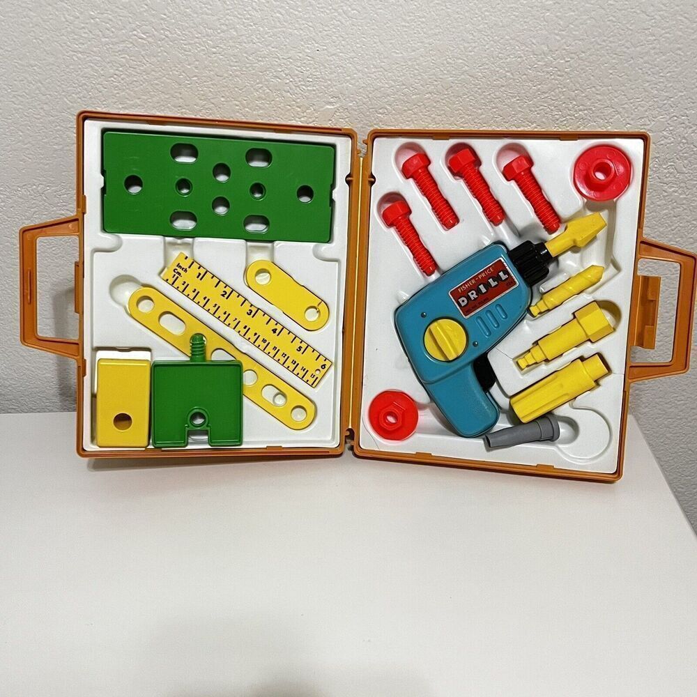 Vintage Fisher Price Tool Kit Playset Carrying Case 1977 NOT COMPLETE